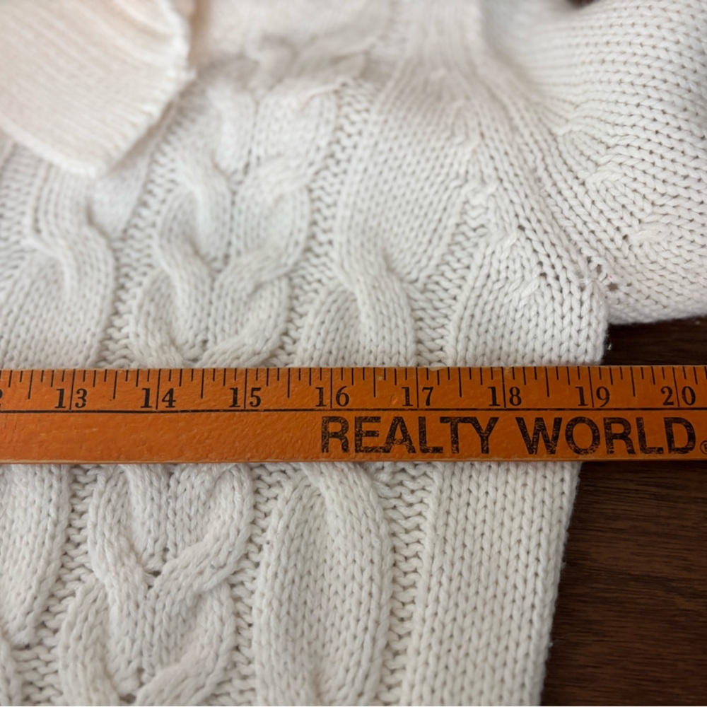 St. John's Bay Cream Cable Knit Button Up Cardigan - Picture 6 of 7